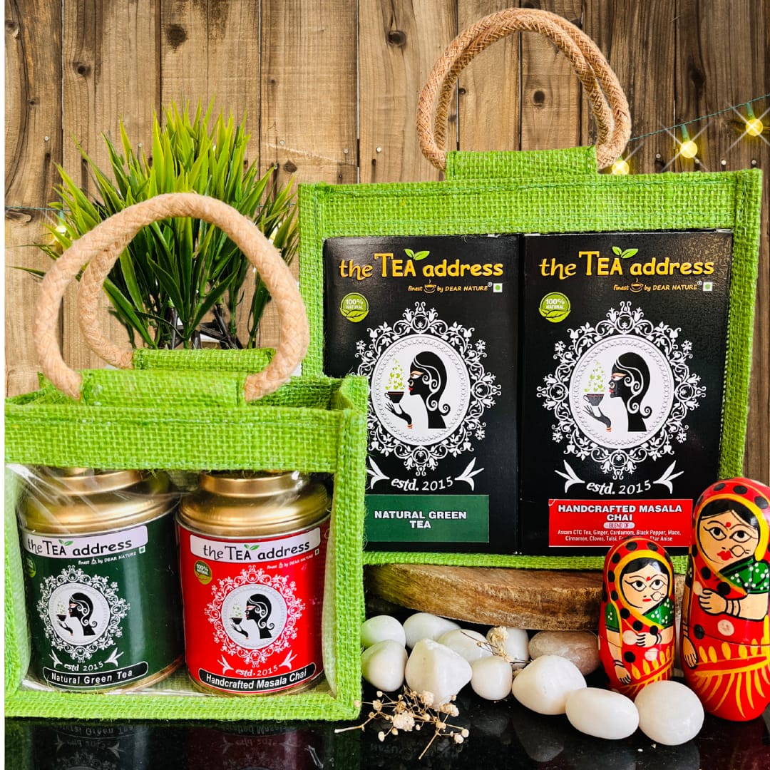 eco jutebag gift packs of tea